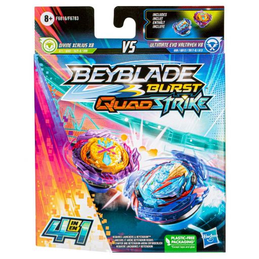 Beyblade Burst QuadStrike Ultimate Evo Valtryek V8 and Divine Xcalius X8 Dual Pack